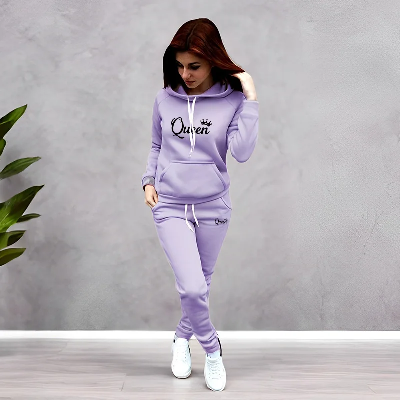 Winter Clothing For - Womens Tracksuit Queen Letter Printing Hooded