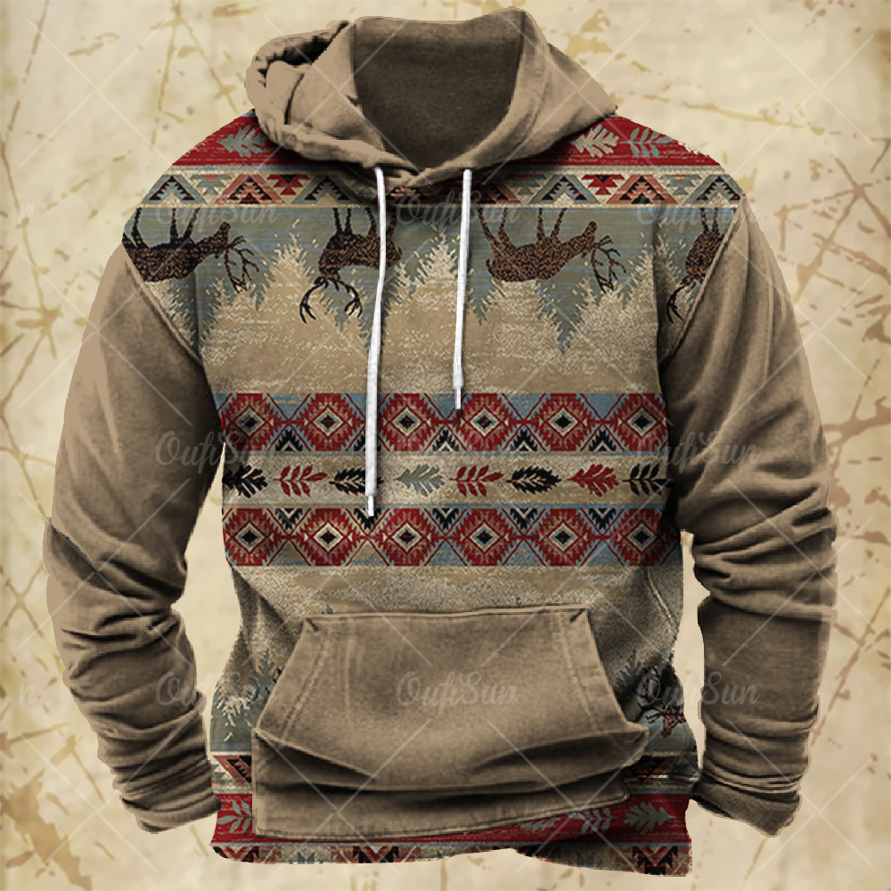 Men Hooded Vintage Print  Swea - огляд і ціна Winter Clothes Shop